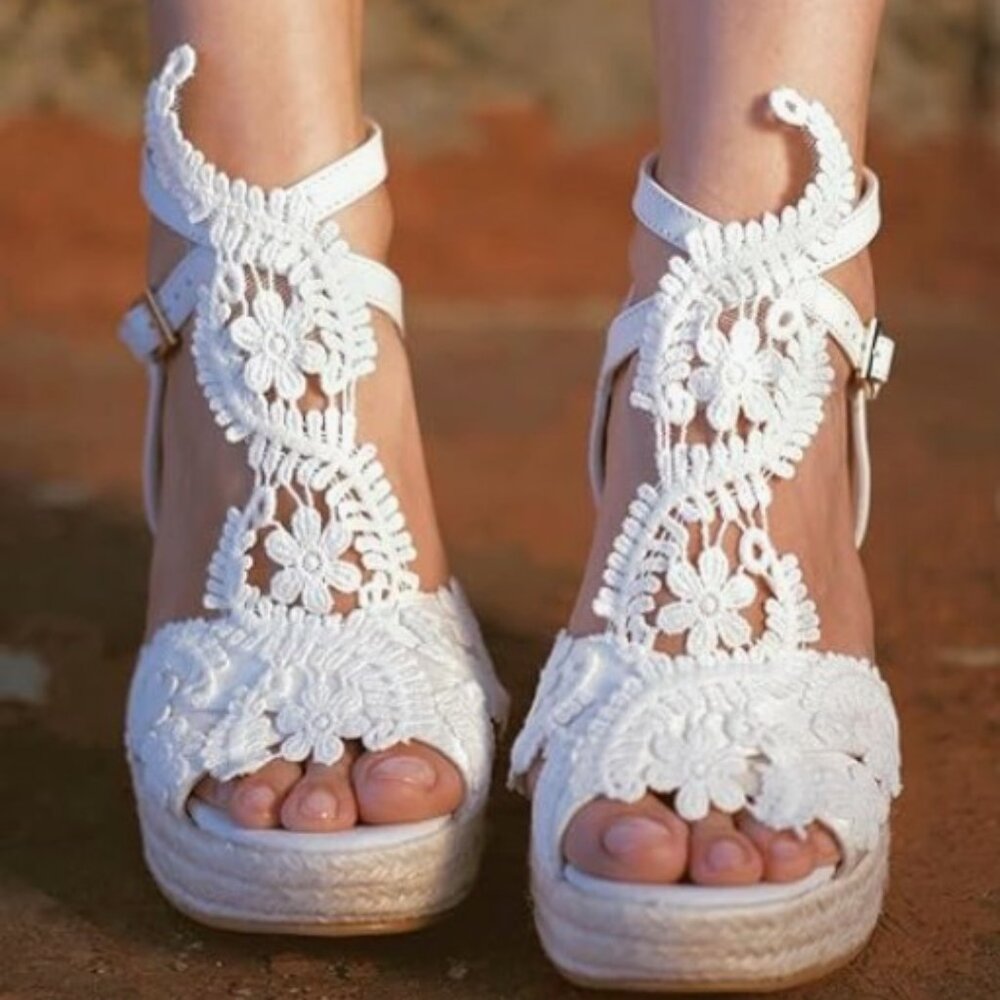 Women's Platform Sandals Wedge Open Toe Ankle Strap Size 7.5